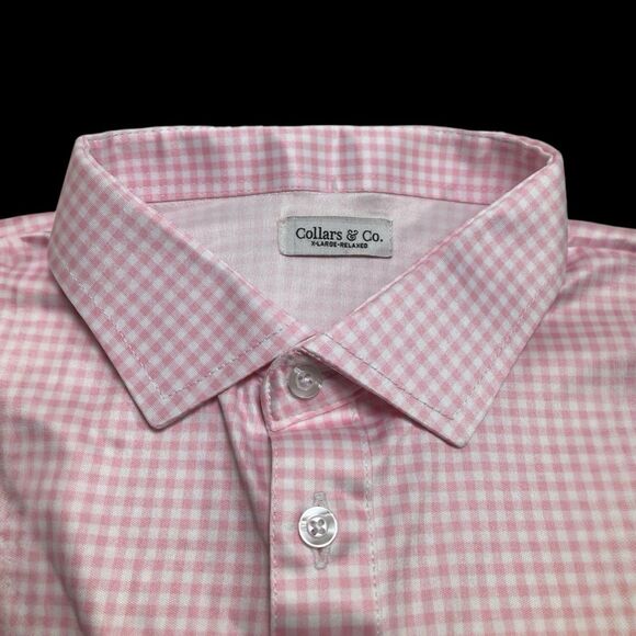 Collars & Co. Other - Collars & Co Polo Shirt Mens XL Relaxed Fit Pink Gingham Plaid Golf Preppy NEW